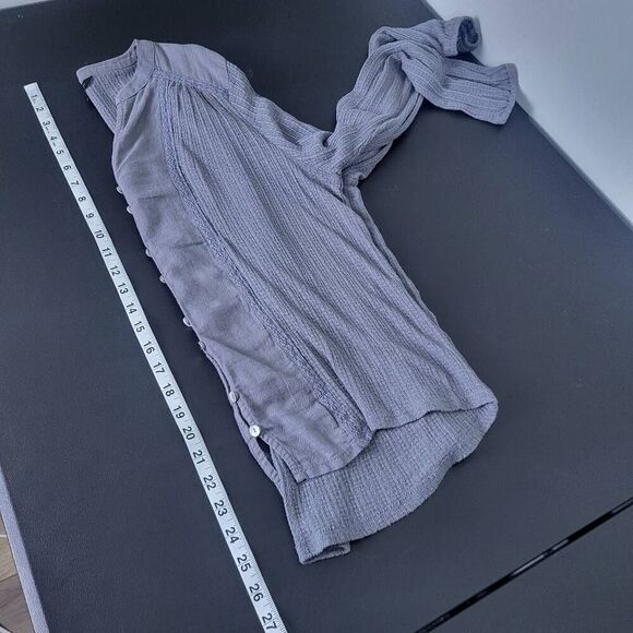 Lucky Brand Womens Knit Button Front Top Sz Large Grey Long Sleeve Boho Peasant - Picture 6 of 6